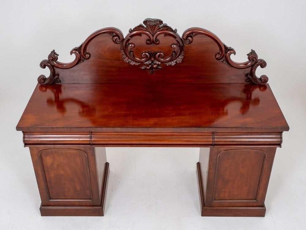 Victorian Sideboard   Mahogany Pedestal Server 1870 photo vinterior