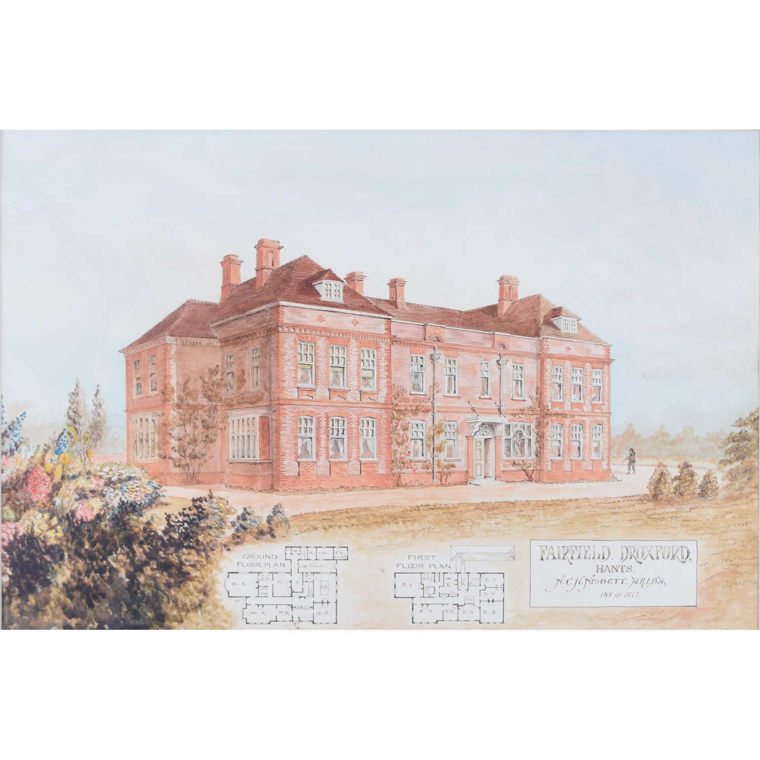 Norman Clayton Hadlow Nisbet Ariba Design For Fairfield House, Droxford, Hampshire (C. 1910)