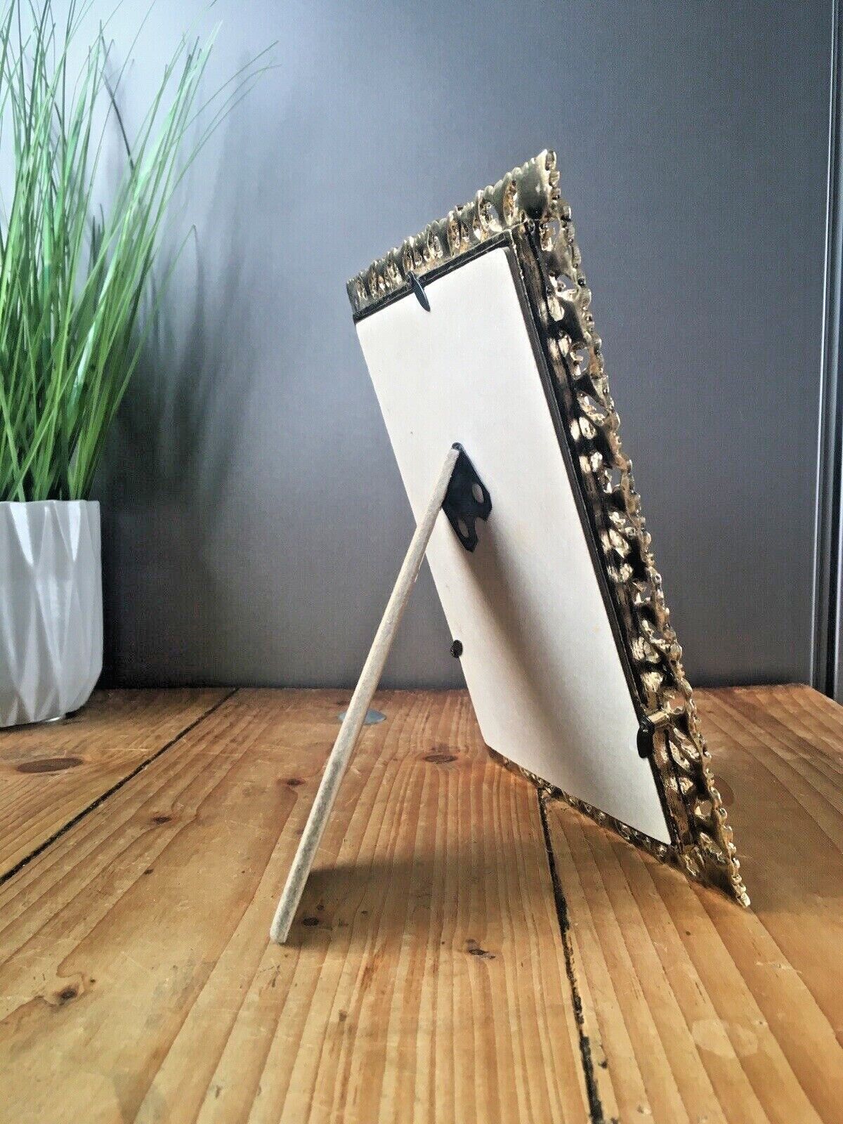 Rare Antique Military Issue Crows Foot Ornate Brass Photo Frame Soldier Picture photo vintage