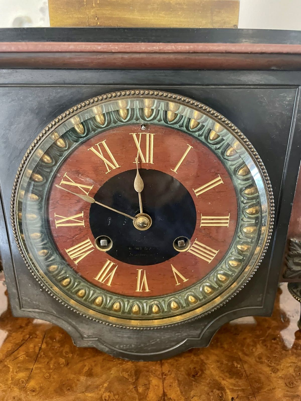 Outstanding Quality Antique Bronze And Marble Clock Set photo 3545.0