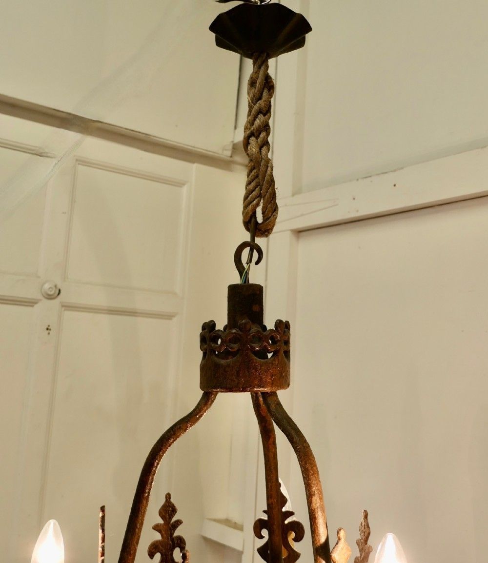 Heavy French Blacksmith Made Iron Game Hanger, Made As A Light Fitting photo vinterior