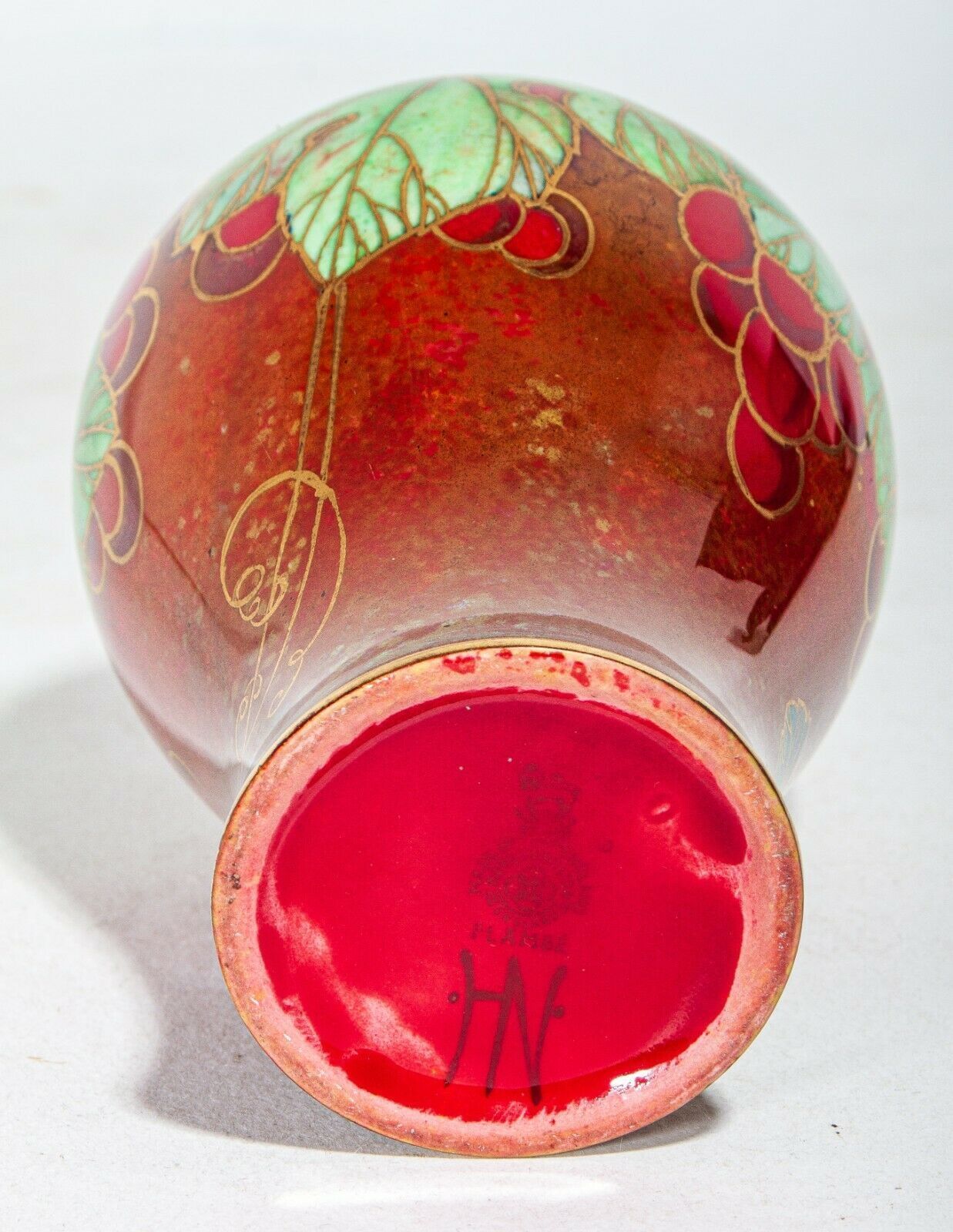Wonderful Royal Doulton High Fired Gilded Flambe Vase   Harry Nixon   Uk Made photo buy