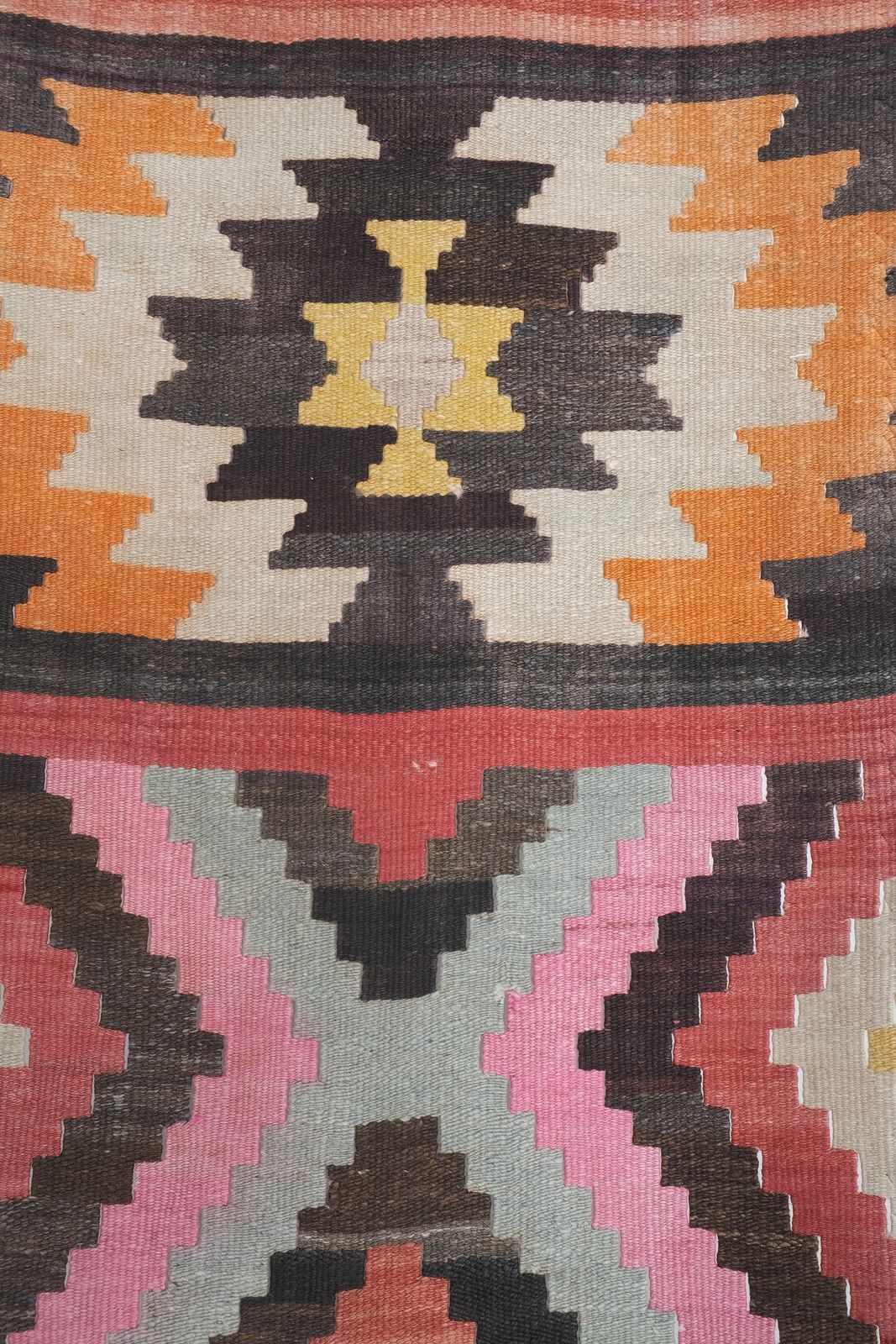 Textiles 1960s Vintage Striped Turkish Kilim Runner   Stair Tread photo