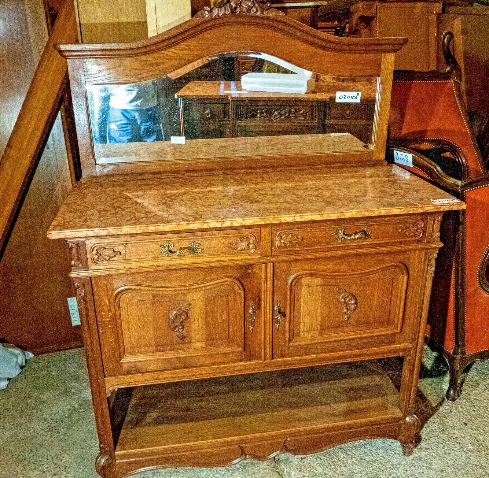 19th Century French Oak And Marble Topped Dressing Table/Washstand