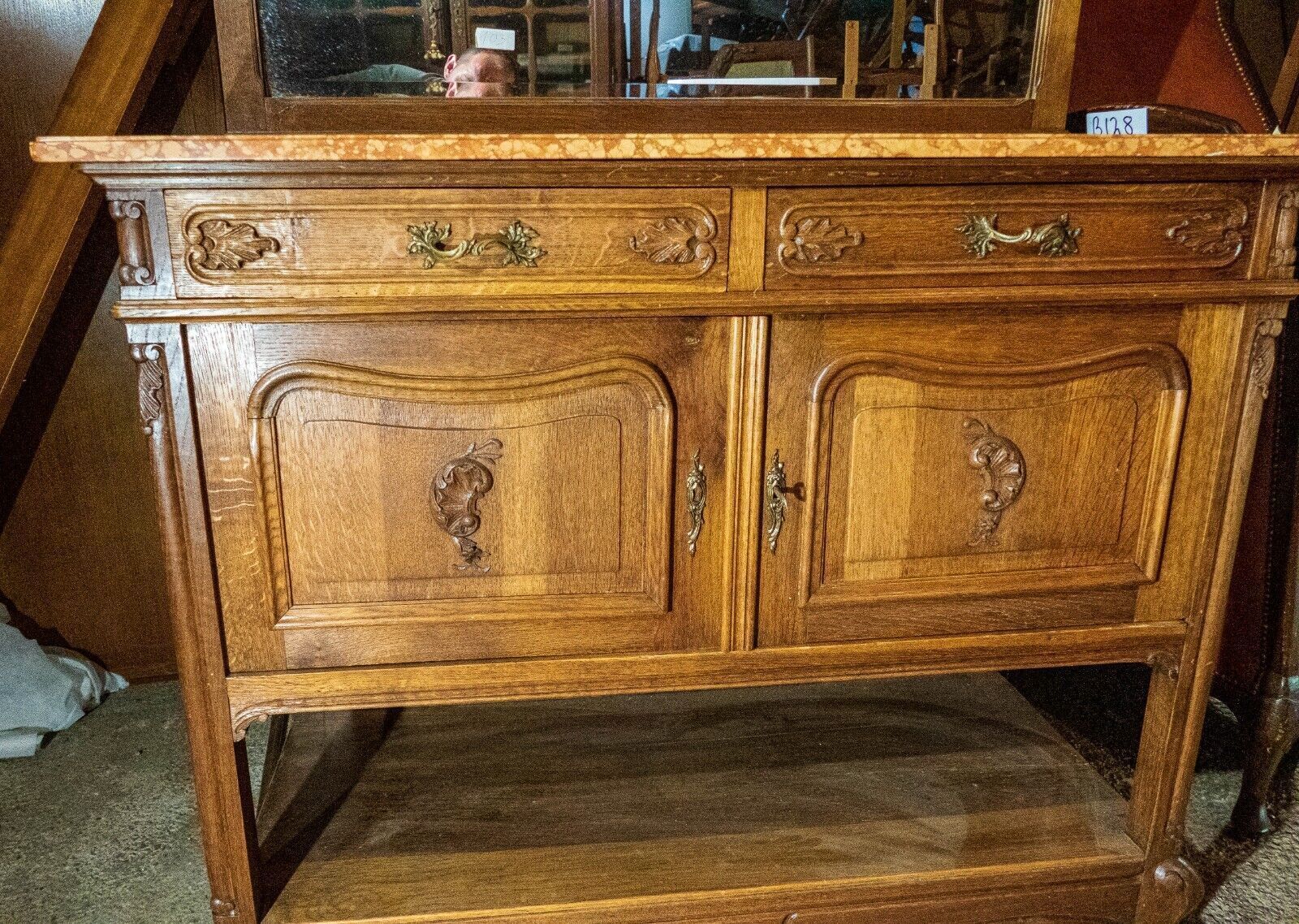 19th Century French Oak And Marble Topped Dressing Table/Washstand photo Furniture