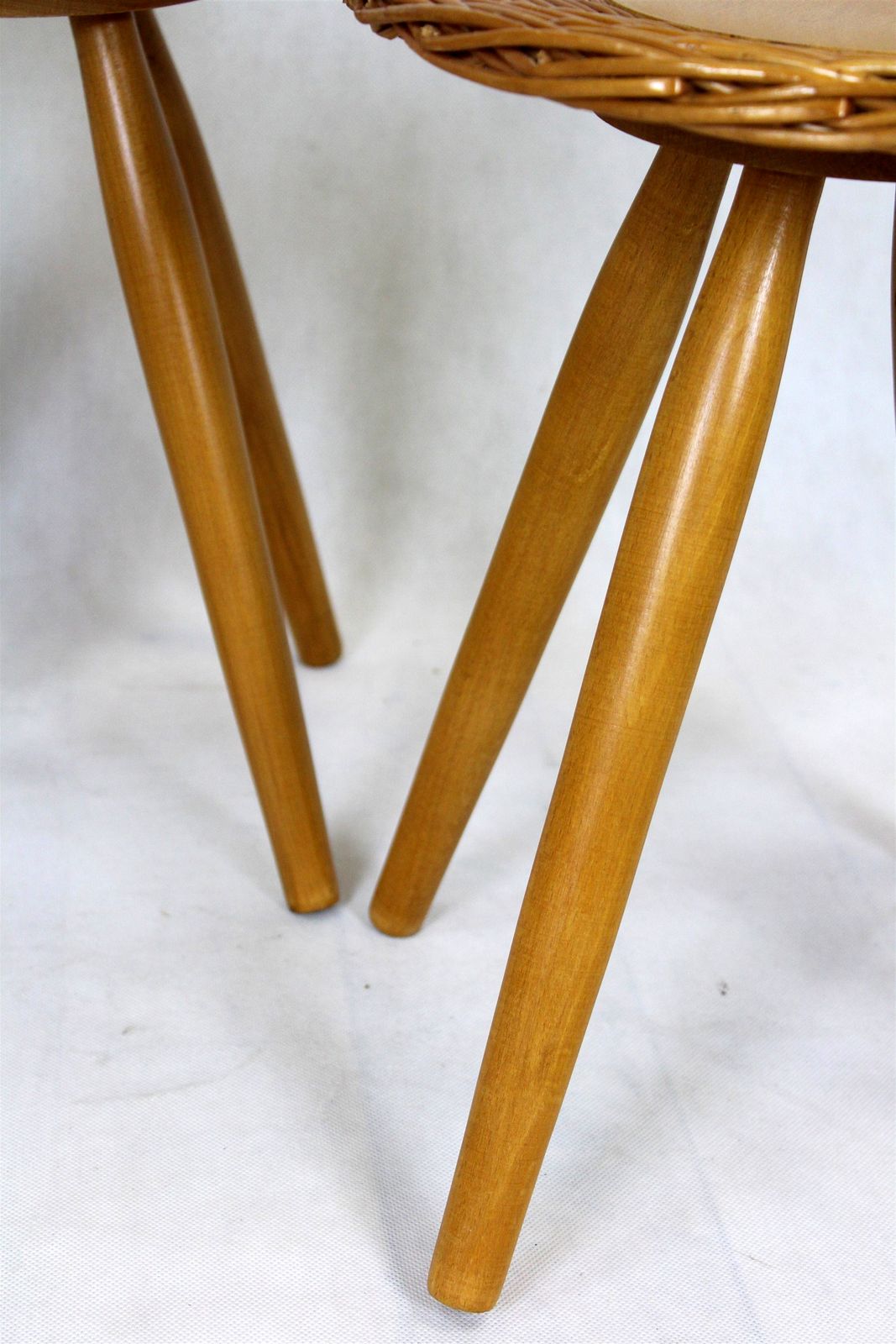 Mid Century Rattan Stools By Jan Kalous For úluv, Czechoslovakia, 1960s, Set Of 3 photo vintage