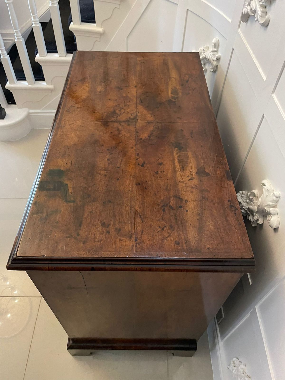 Outstanding Original Antique Quality Figured Walnut Chest Of Drawers photo for sale
