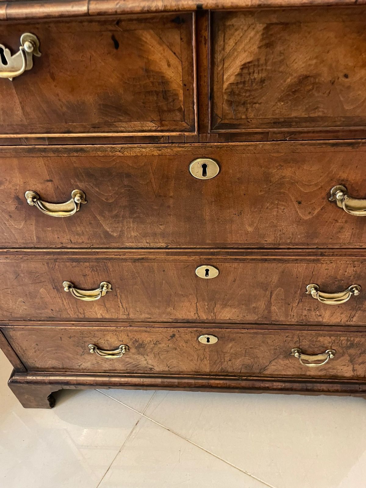 Outstanding Original Antique Quality Figured Walnut Chest Of Drawers photo Furniture