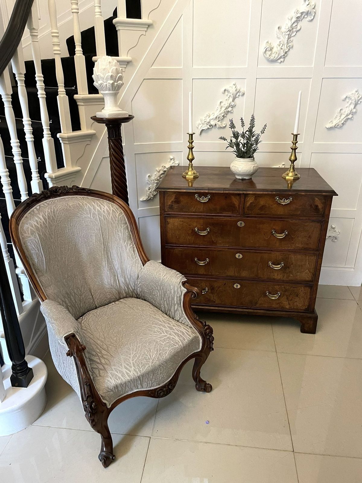 photo furniture Outstanding Original Antique Quality Figured Walnut Chest Of Drawers