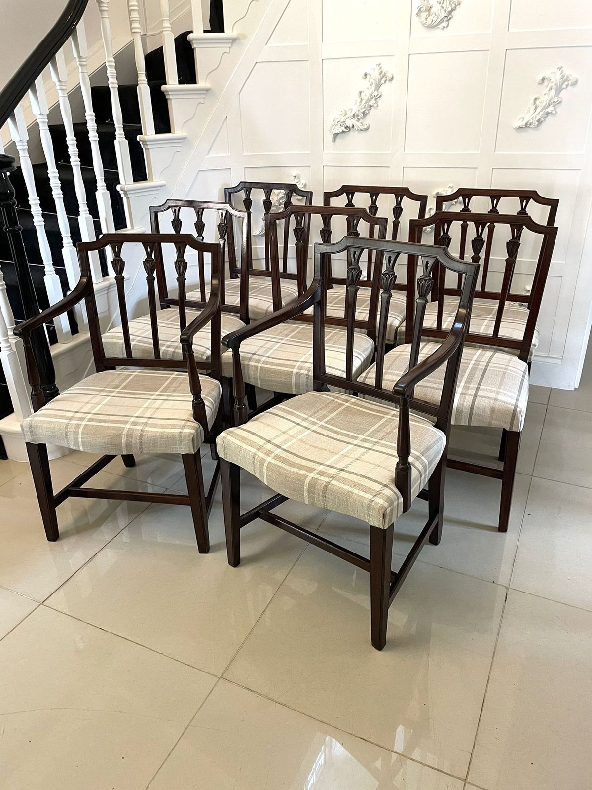 Fine Set Of 8 Antique Mahogany Dining Chairs photo for sale