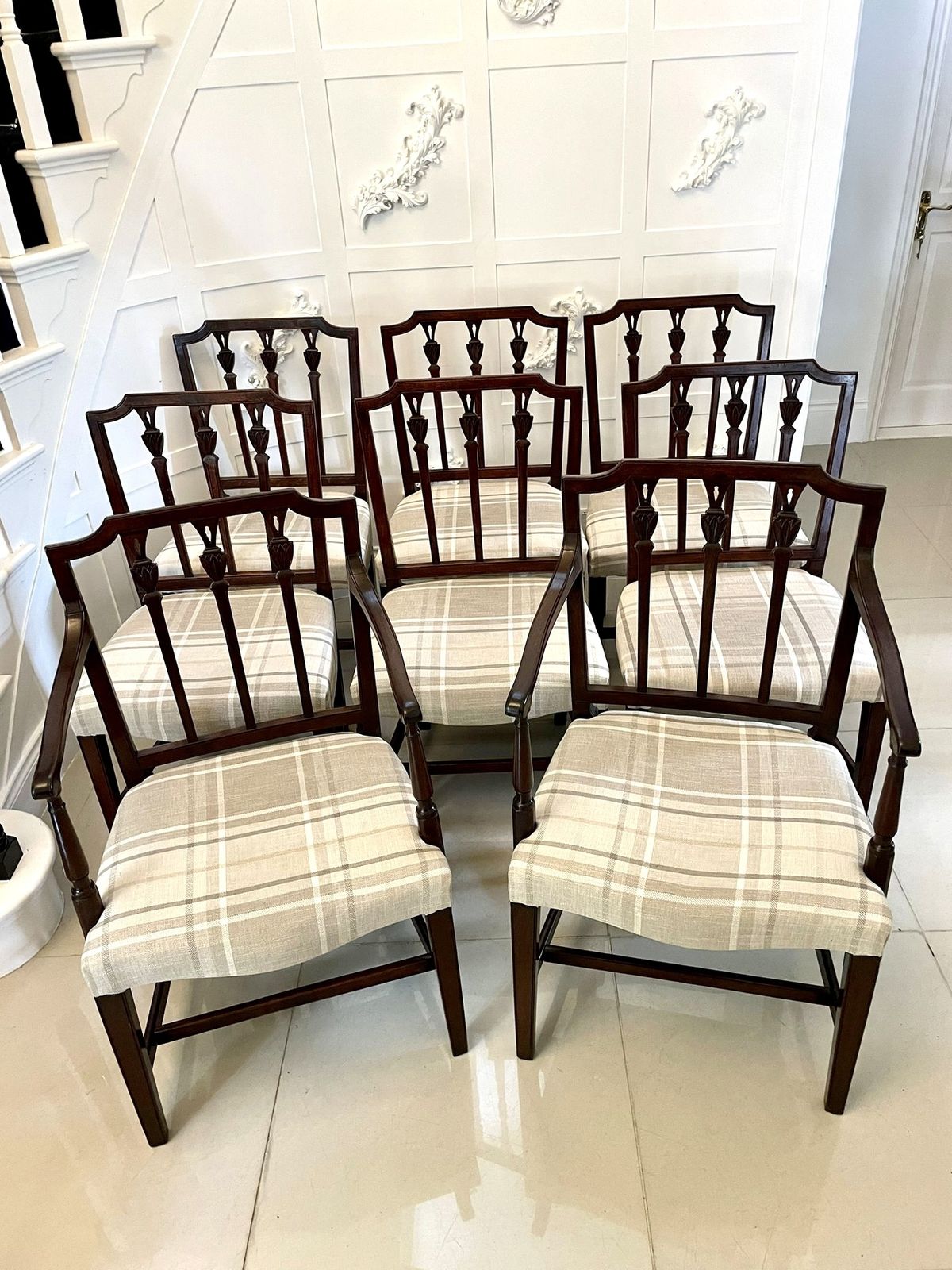Fine Set Of 8 Antique Mahogany Dining Chairs photo vintage