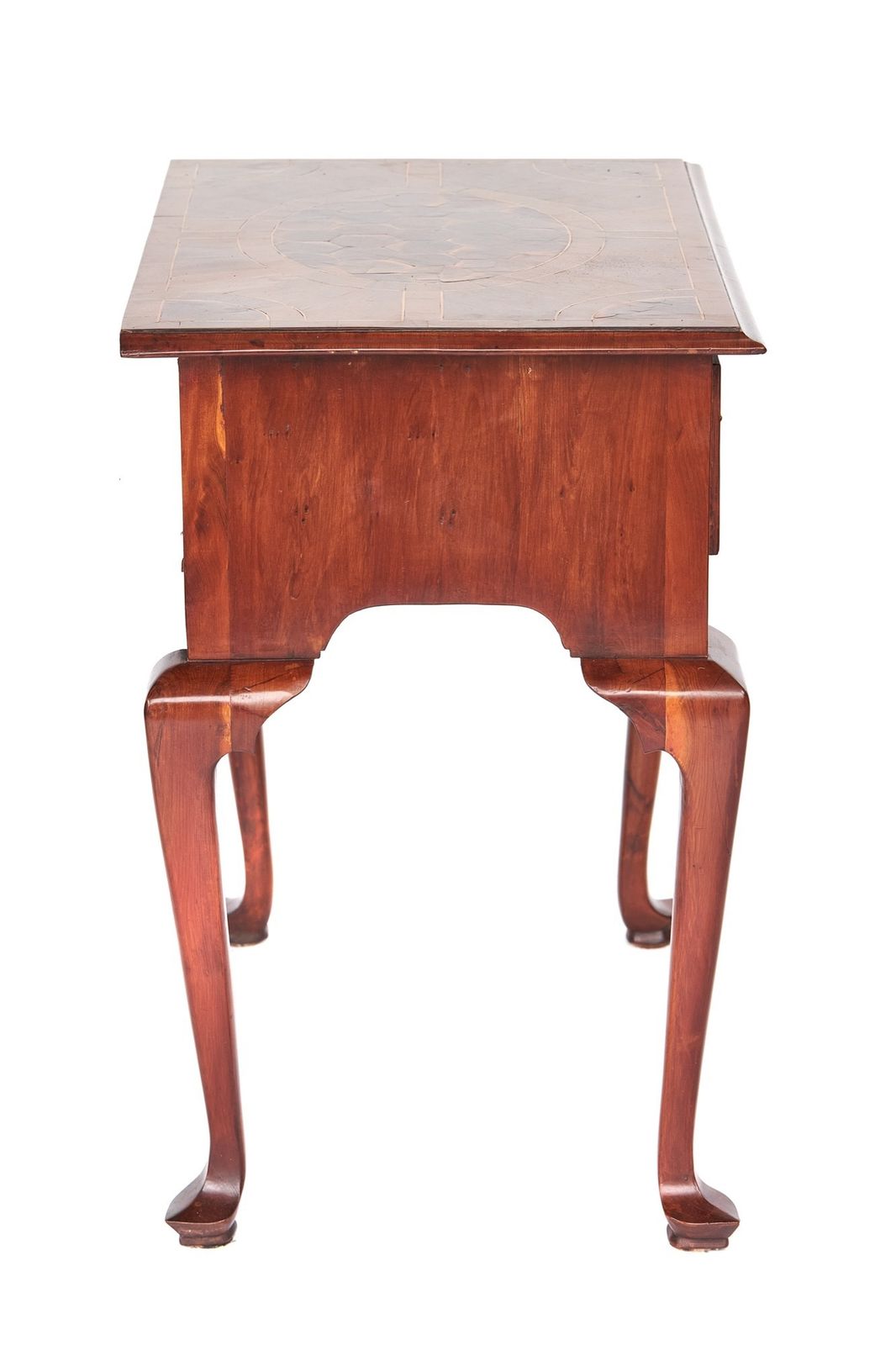 Queen Anne Revival Yewood, Oyster Veneer, Lowboy, Circa 1930s photo vinterior