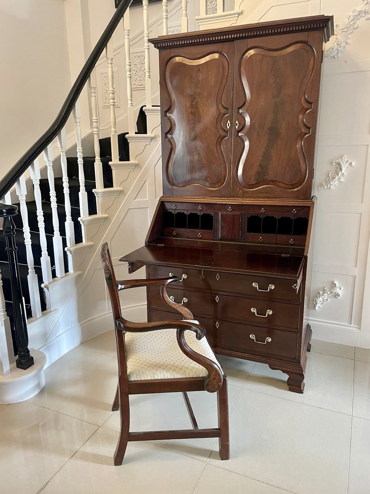 Antique Carved Mahogany Desk Chair photo vintage