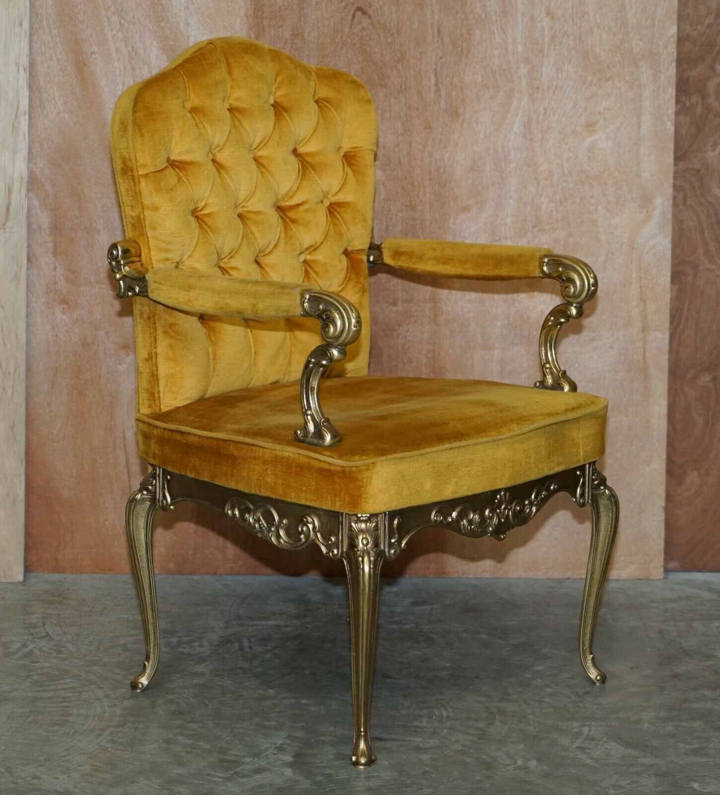 Pair Of 1960's Brass Framed Hollywood Regency Style Orsenigo Italy Armchairs photo Furniture