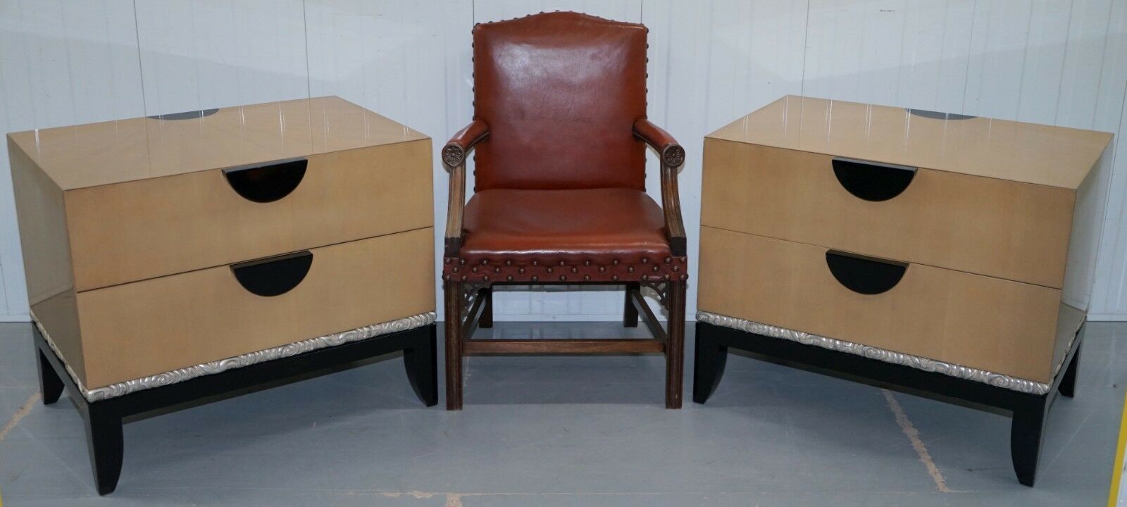 Pair Of Rrp J Robert Scott Cloud Chests Of Drawers 14ct Gold Leaf Glaze photo furniture