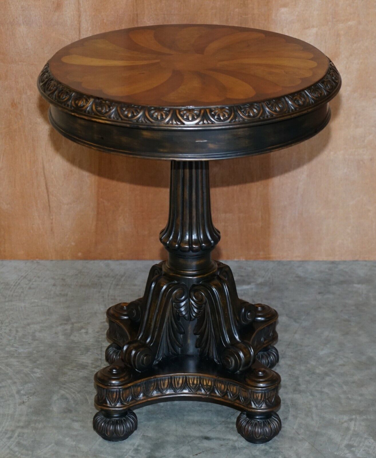 Furniture Pair Of Antique Style Speciamine Wood Topped Occasional Side Lamp Wine Tables photo