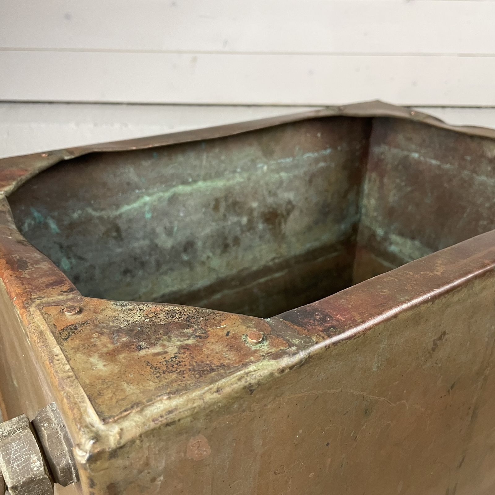 Reclaimed Copper Tank Planter With Drainage Holes photo vintage