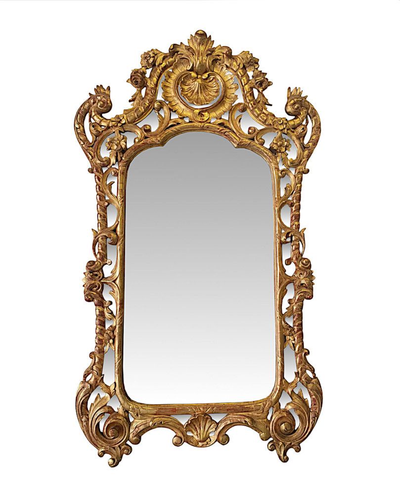 A Rare And Exceptional Large Early 19th Century Giltwood Overmantle Mirror