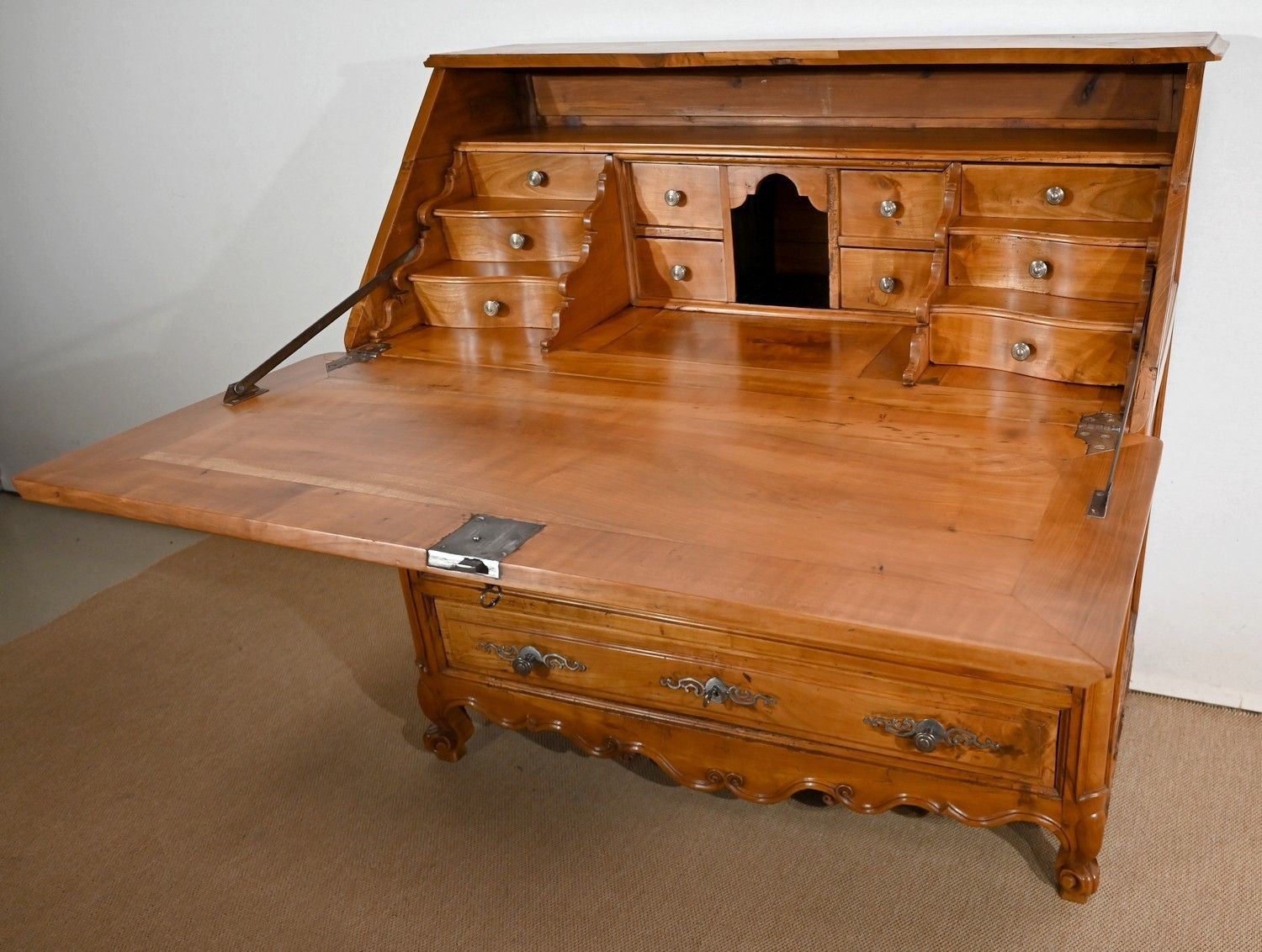 photo for sale Secretaire Dresser In Solid Cherry, Louis XV Style   Early 19th Century