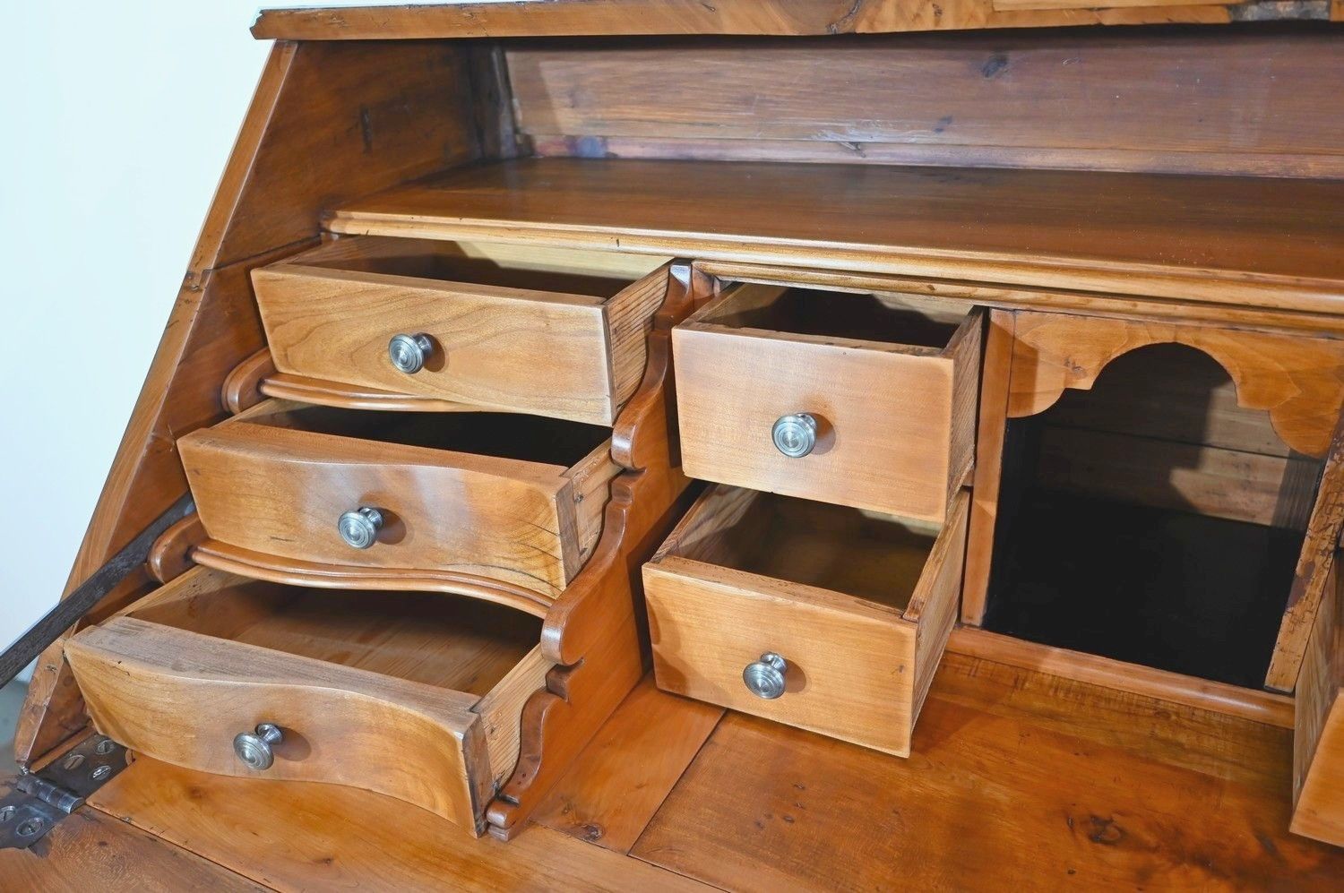 7833.15 Secretaire Dresser In Solid Cherry, Louis XV Style   Early 19th Century photo