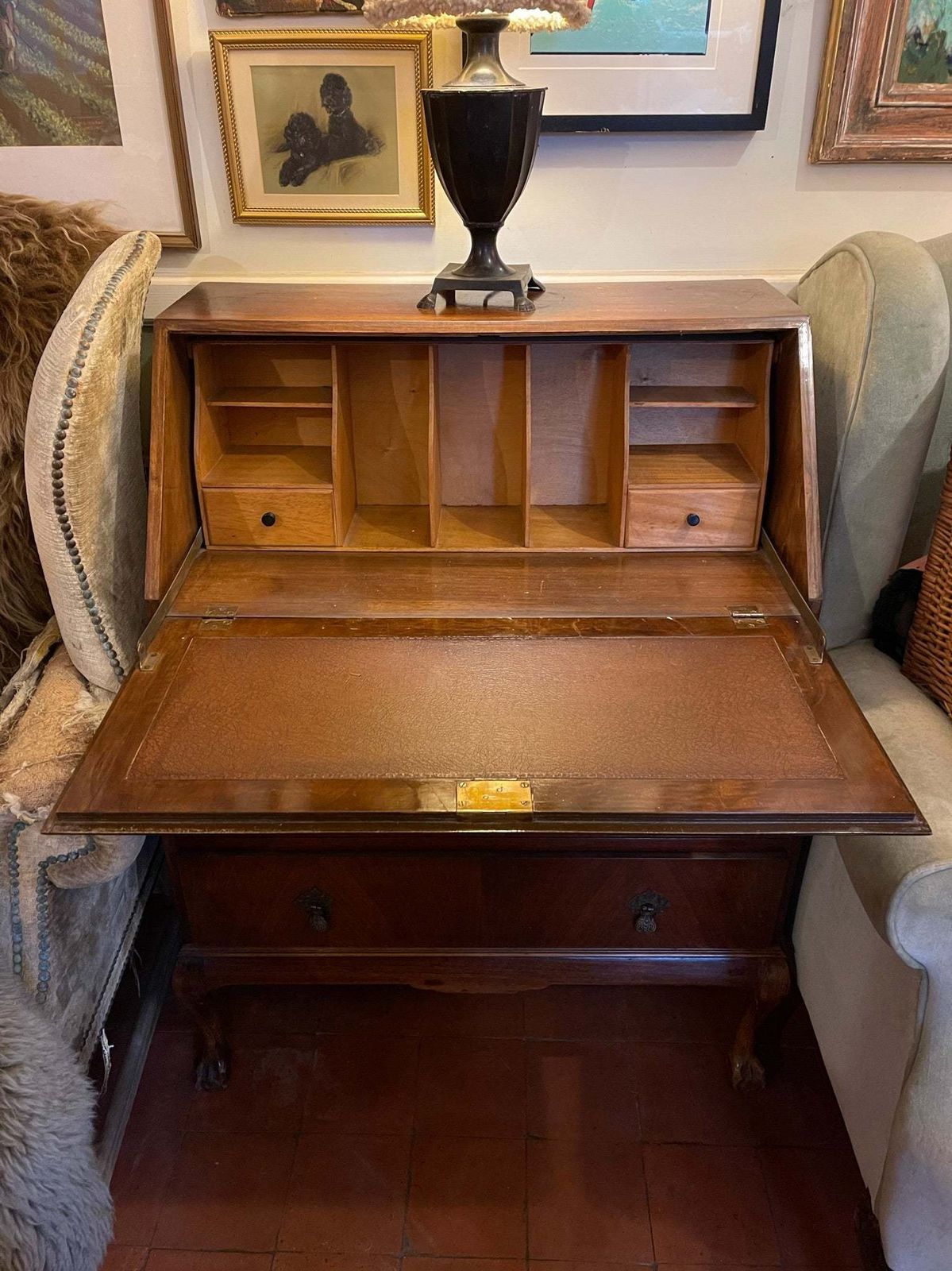 Antique Walnut Burr Bureau, 1800s photo Furniture