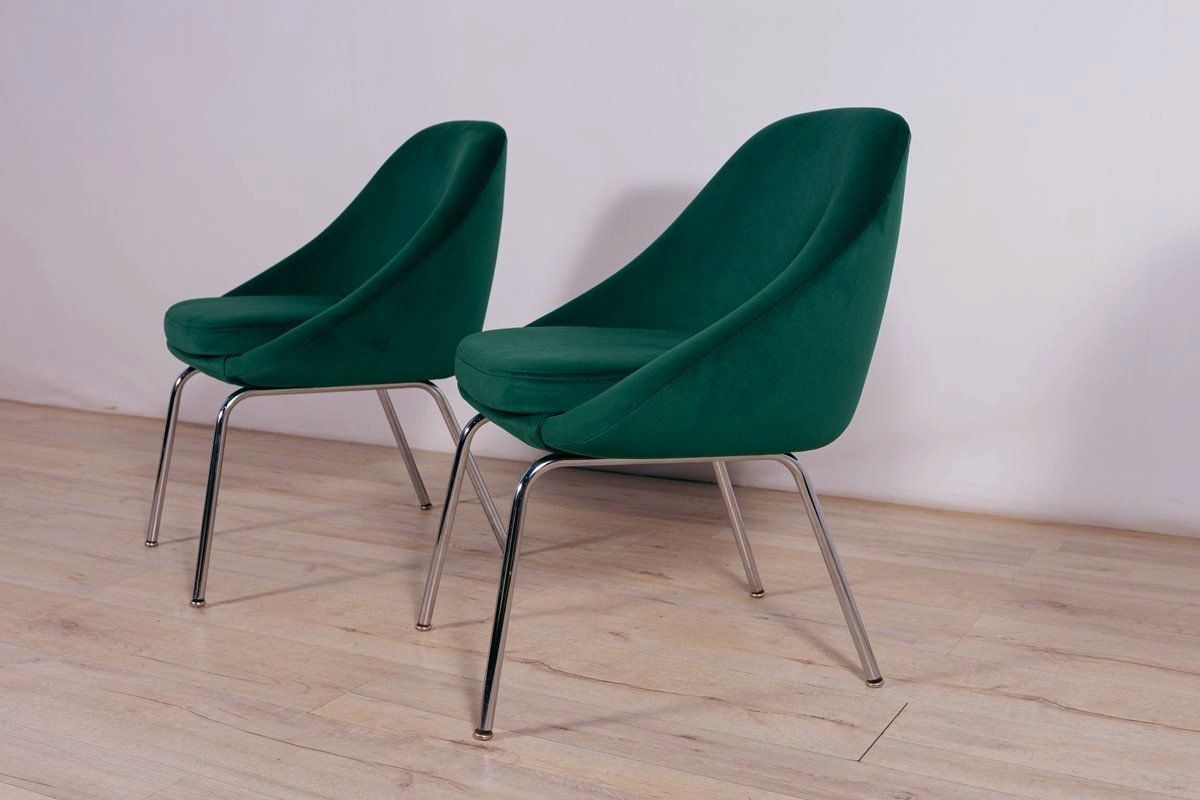 Small Chrome And Fabric Armchairs 1960s  Set Of 2 photo furniture