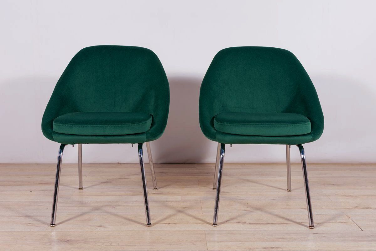 Small Chrome And Fabric Armchairs 1960s  Set Of 2 photo Furniture