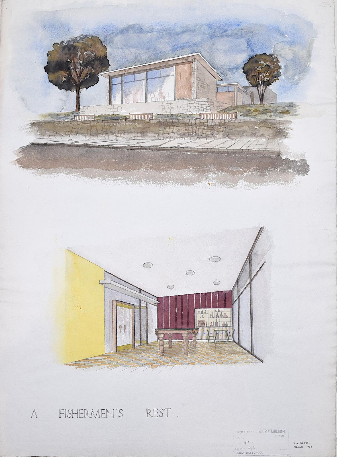 Modernist Fisherman's Hut Architectural Drawing Design Mid Century Modern Uk