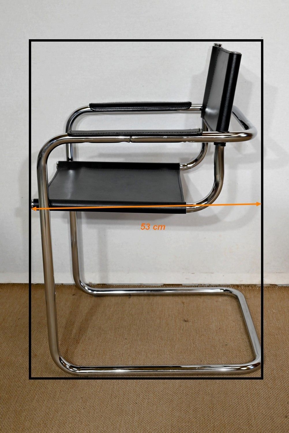 photo for sale Pair Of Armchairs In Leather And Chromed Metal, After M. Breuer   1970s