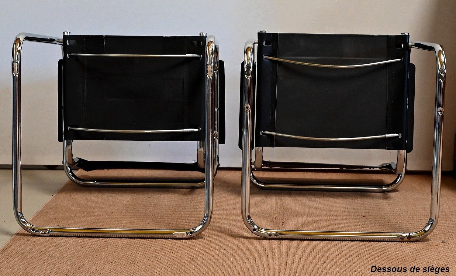 2271.15 Pair Of Armchairs In Leather And Chromed Metal, After M. Breuer   1970s photo