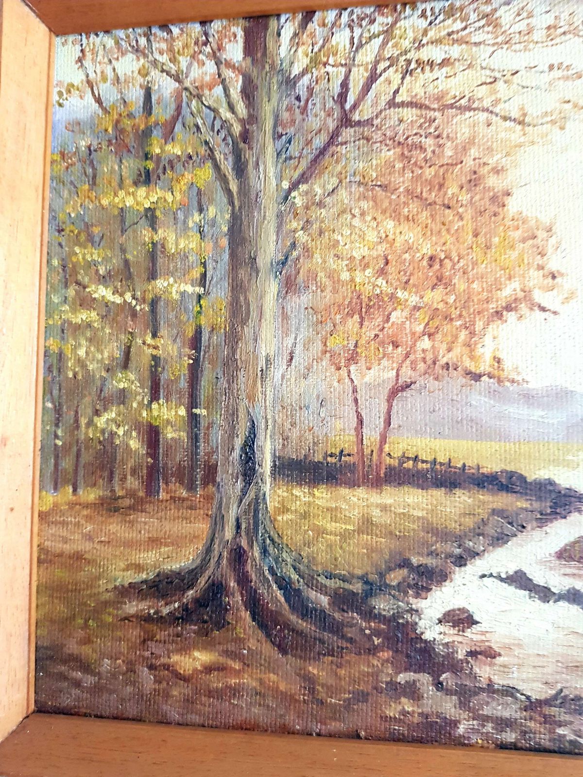 Beautiful Mid Century Oil On Canvas Autumnal Landscape photo vinterior