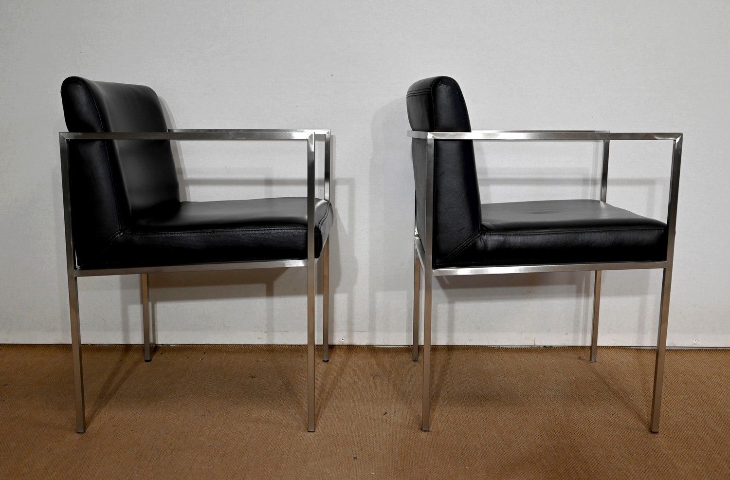 Pair Of Square Armchairs, Faux Leather – 1970s photo Furniture