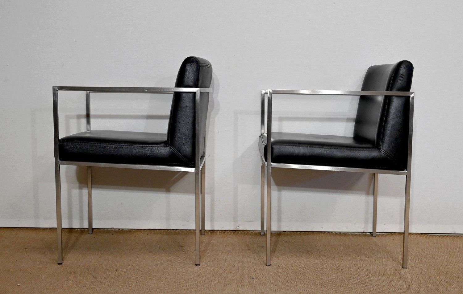 Pair Of Square Armchairs, Faux Leather – 1970s photo 1277.2
