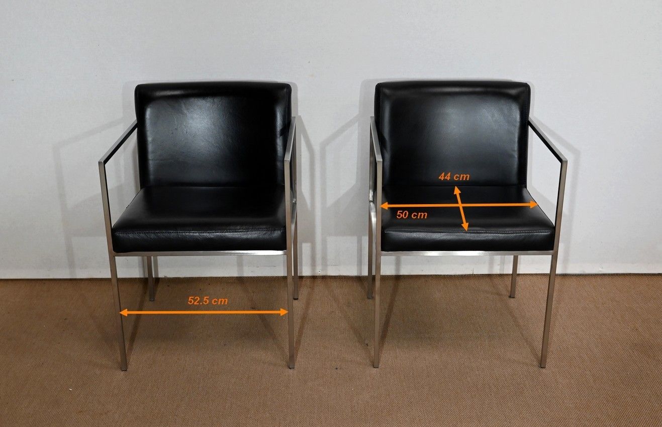 photo buy Pair Of Square Armchairs, Faux Leather – 1970s