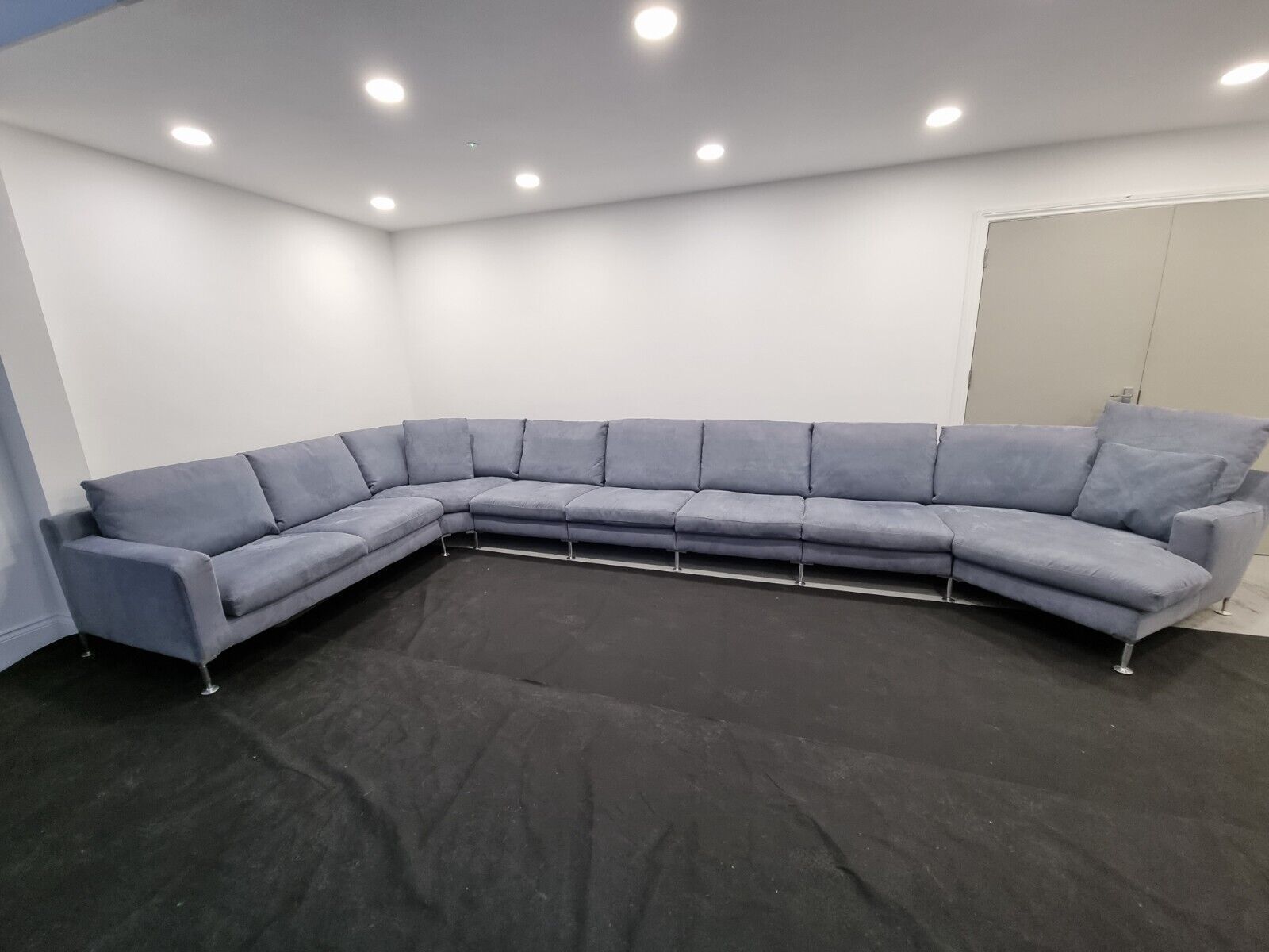 Rare Stunning Colossal Bb Italia Harry Modular Suite In Slate Blue Alcantara Fab photo furniture