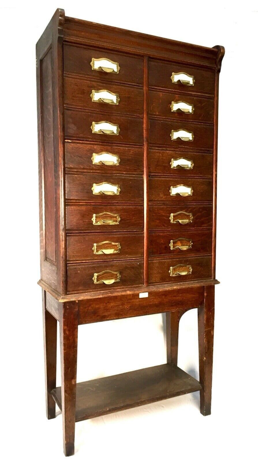 Antique Edwardian Oak Filing Cabinet Cupboard By William Angus & Co, London 1910