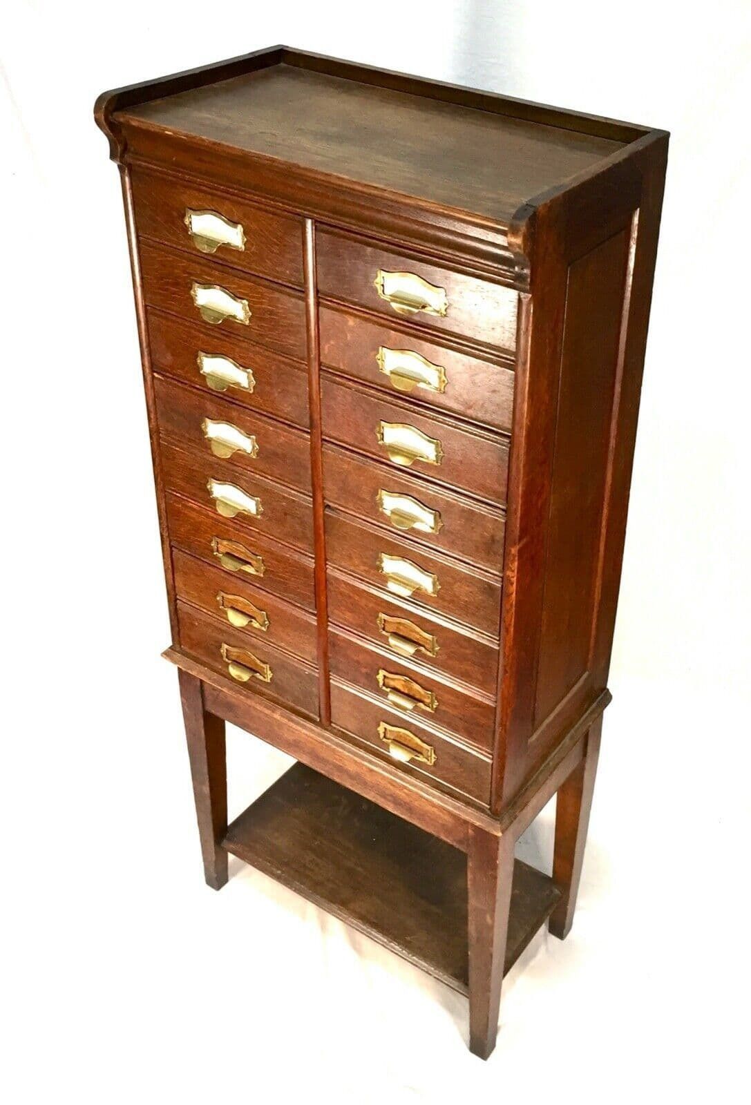 photo furniture Antique Edwardian Oak Filing Cabinet Cupboard By William Angus & Co, London 1910