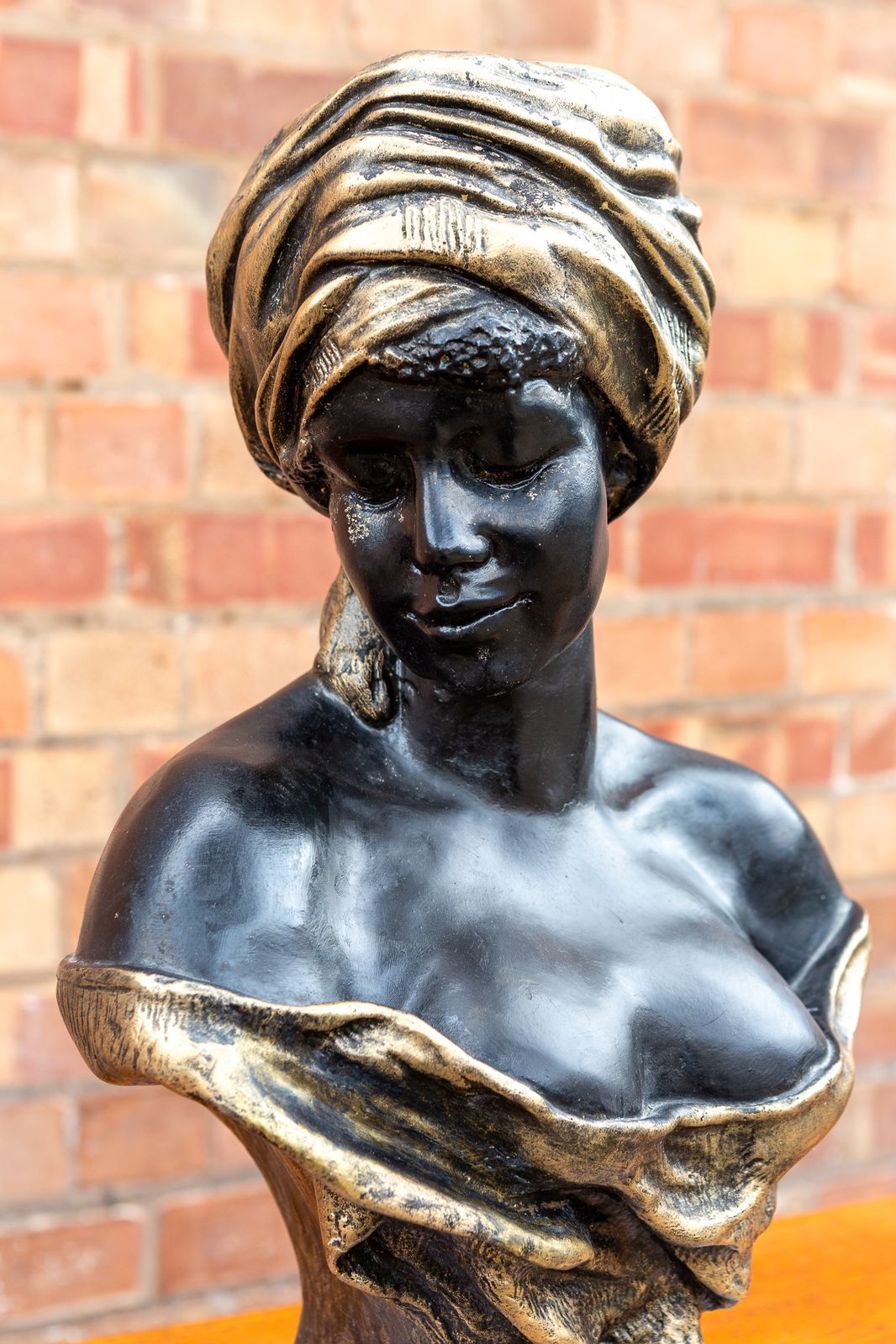 Orientalist Friedrich Goldscheider Bust Terracotta 1800s Large Art Deco Nouveau Bust Sculpture Statue Black Gold photo buy