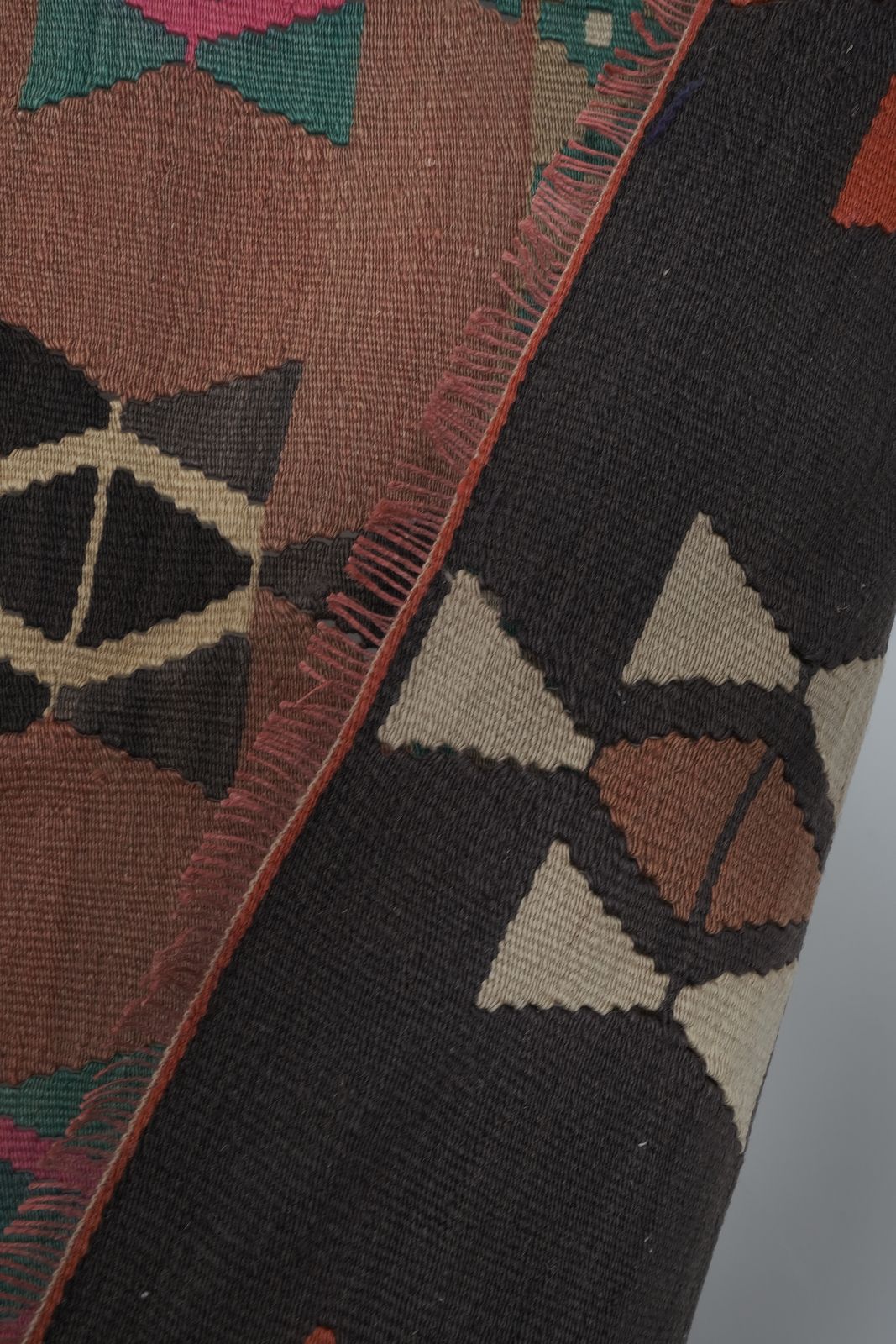 70s Vibrant Colors Striped Design Turkish Kilim Rug photo vintage