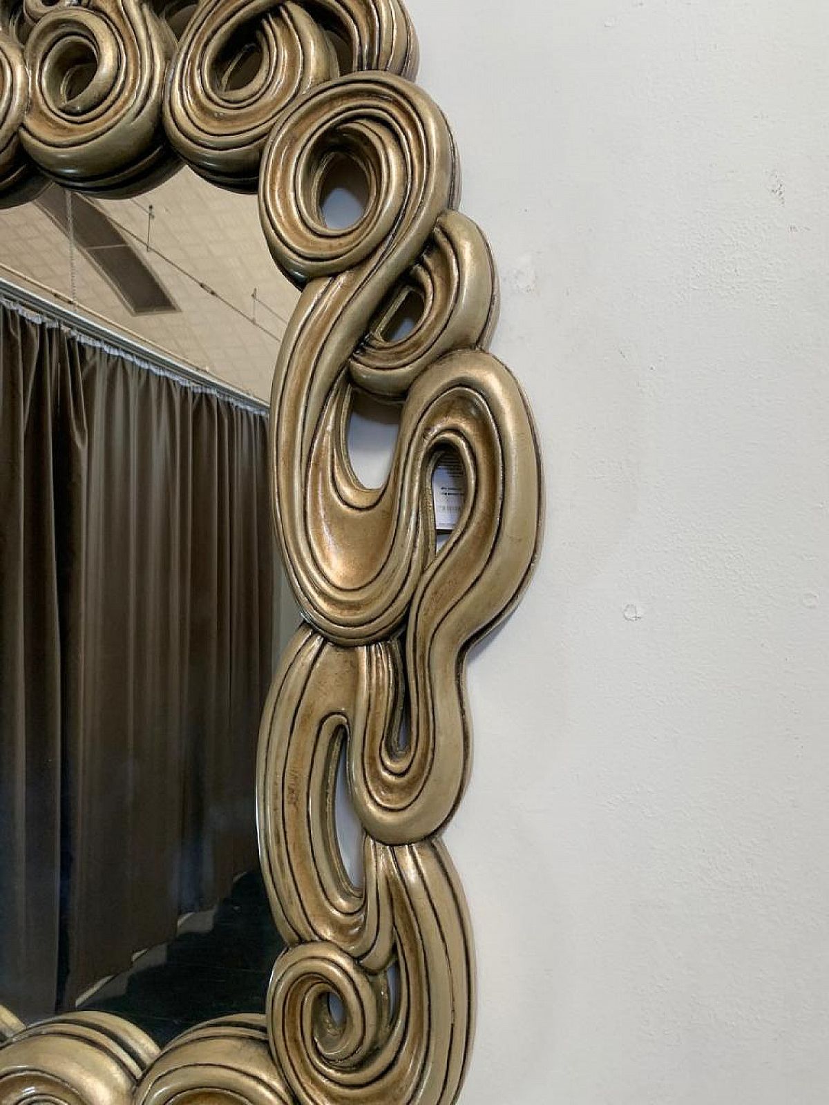 photo furniture Mirror With Filiform Lines In Lacquered And Gilded Resin For Lam Lee Group 1990s