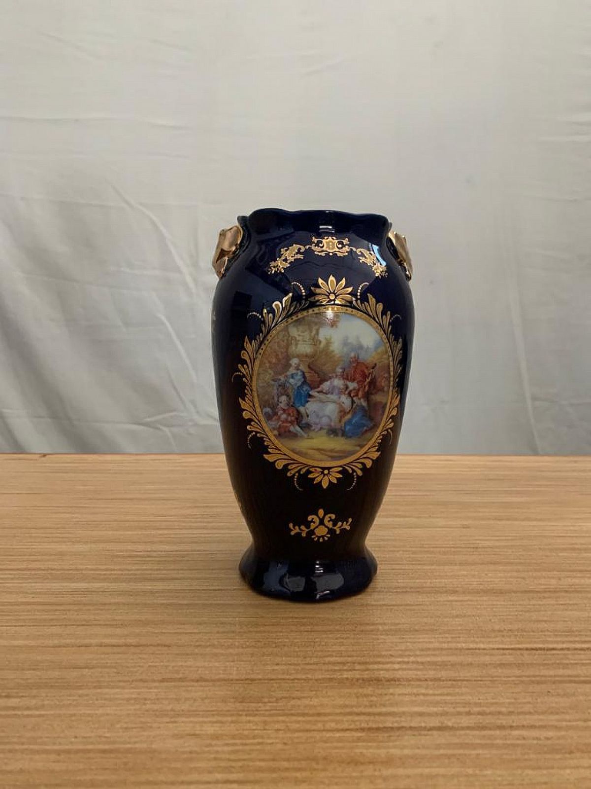 Blue Ceramic Vase With Napoleon III Decoration Late 19th Century photo Home Decor