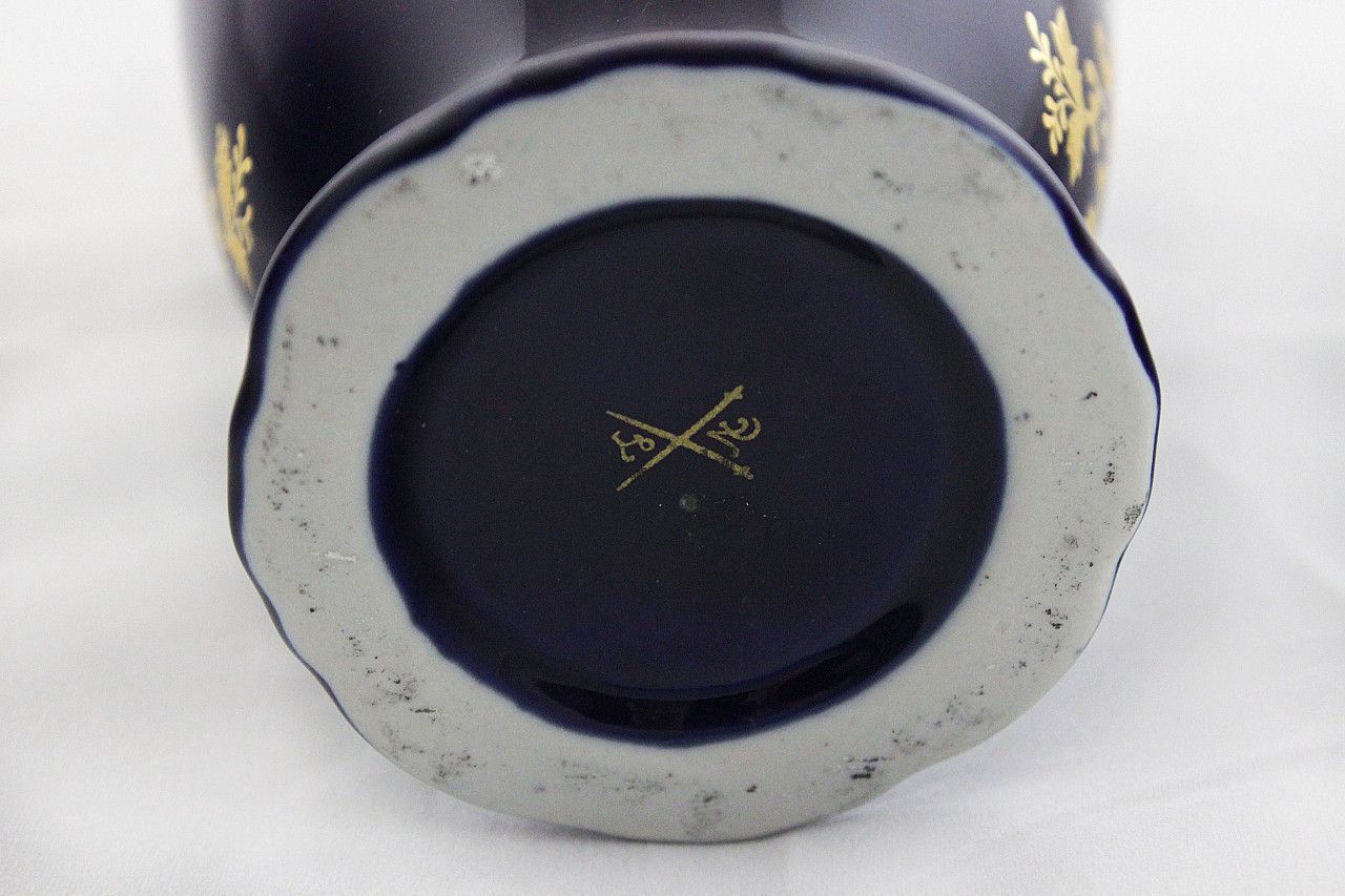 Blue Ceramic Vase With Napoleon III Decoration Late 19th Century photo buy