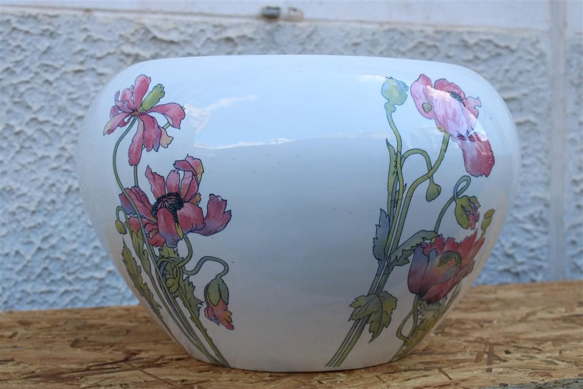 Large Vase Richard Ginori Art Nouveau 1910 Italy Poppies photo vinterior