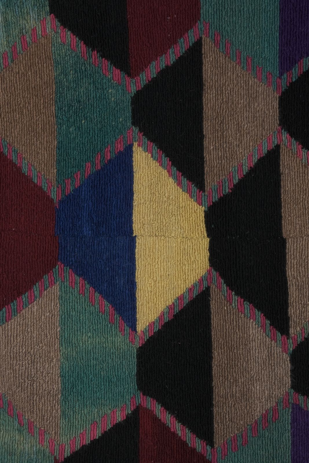 photo furniture Turkish Colorful Checkered Tulu Rug 4'1'' X 4'8''