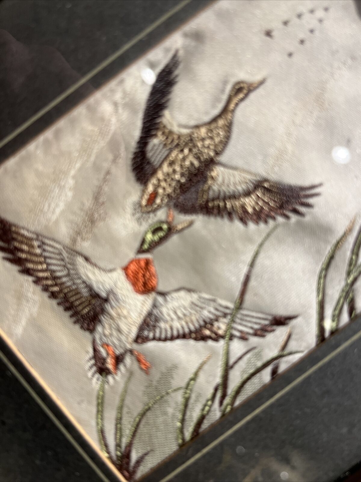 Pair Of Silk Pictures Of Birds We Ship Worldwide photo Art