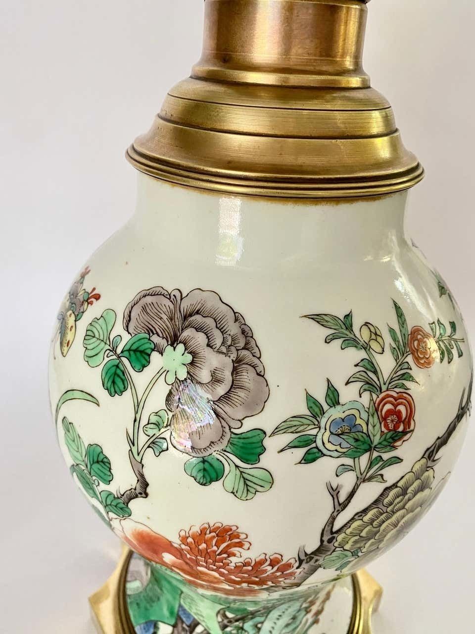 Chinese Table Lamp, 19th Century With Brass Mount, 19th Century Famille Rose photo buy