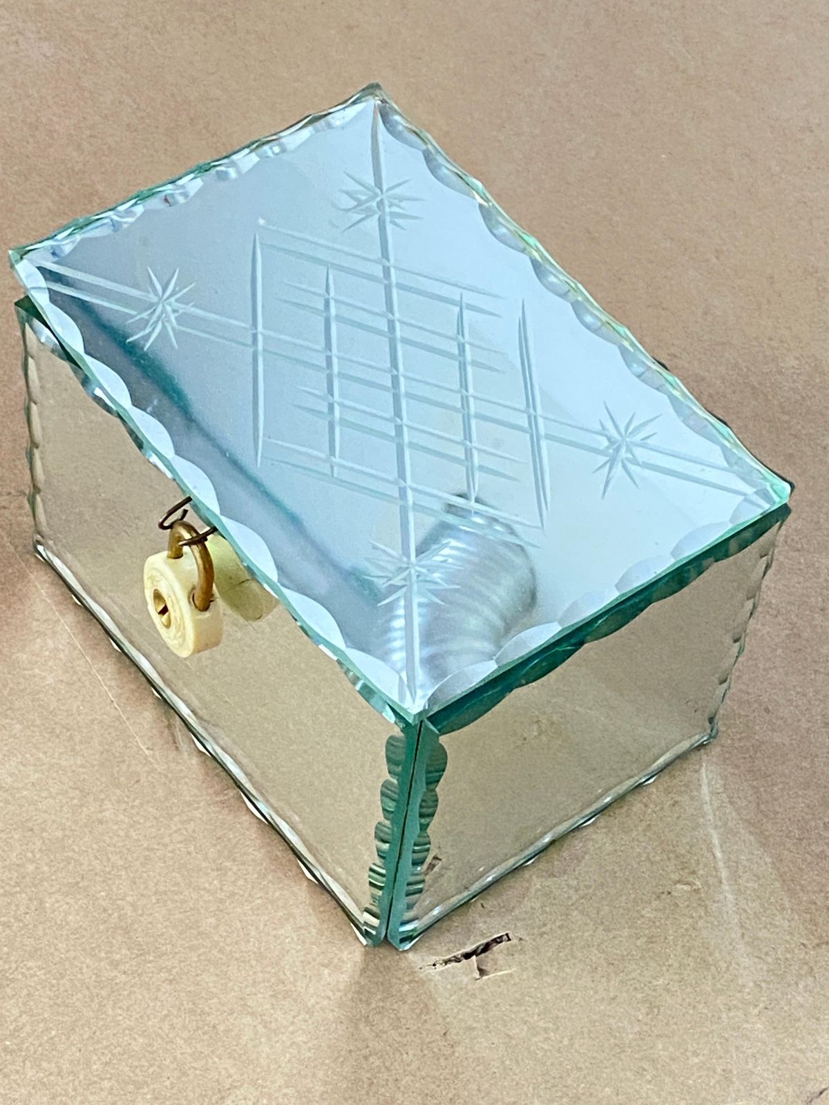 1940 French Clear Mirrored Decorative Jewelry Box, Regtangular photo for sale