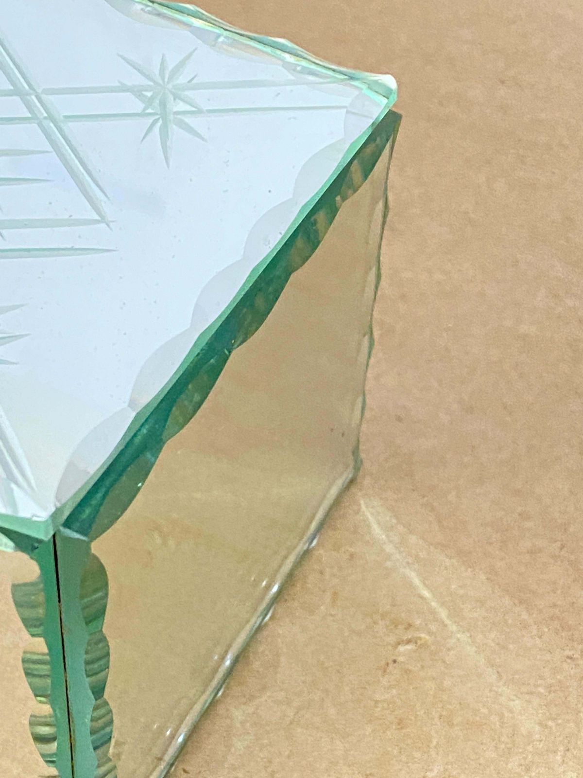 1940 French Clear Mirrored Decorative Jewelry Box, Regtangular photo Home Decor