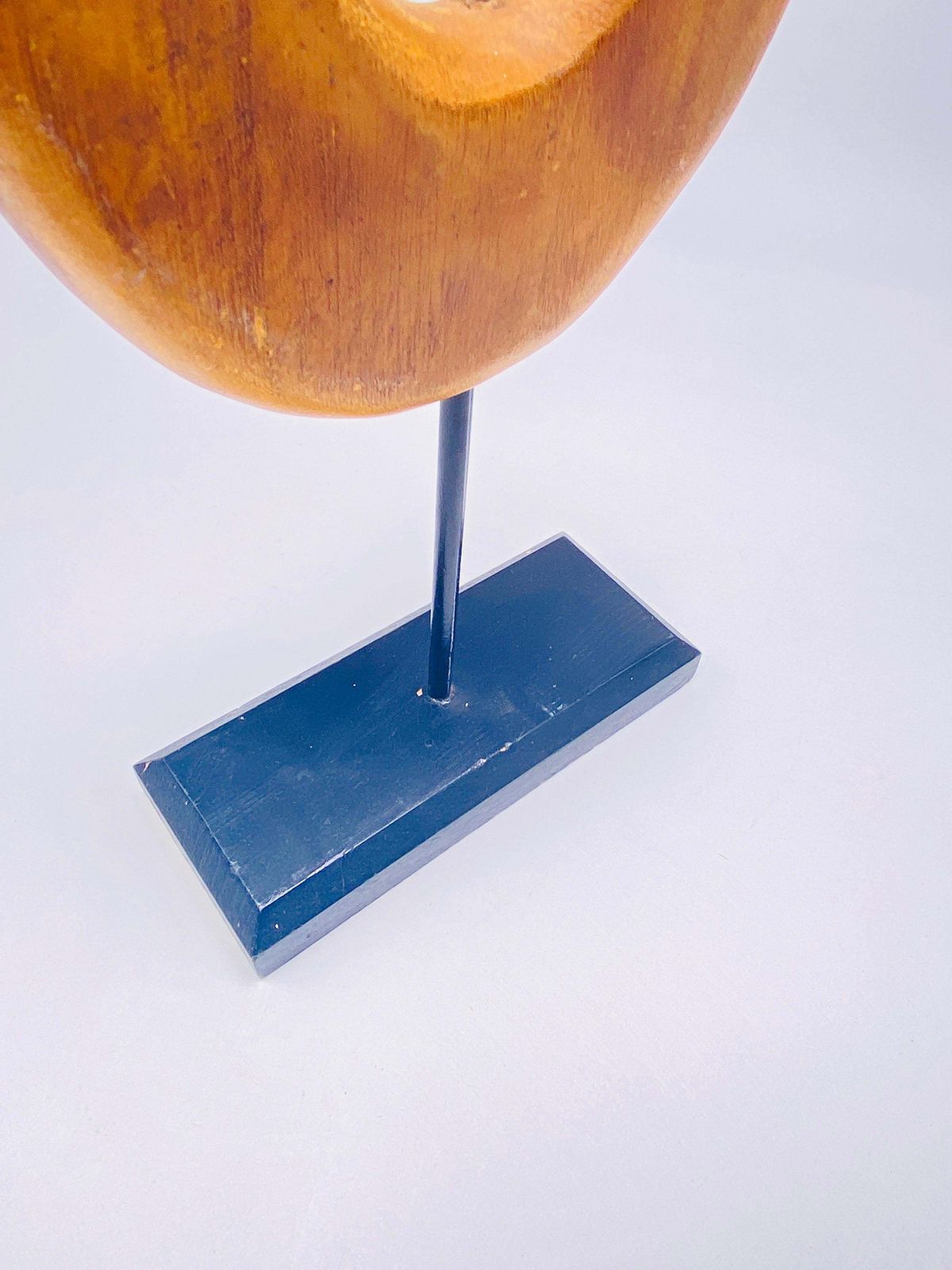 Abstract Wood Sculpture, Brown And Black Base, France 1970 photo furniture