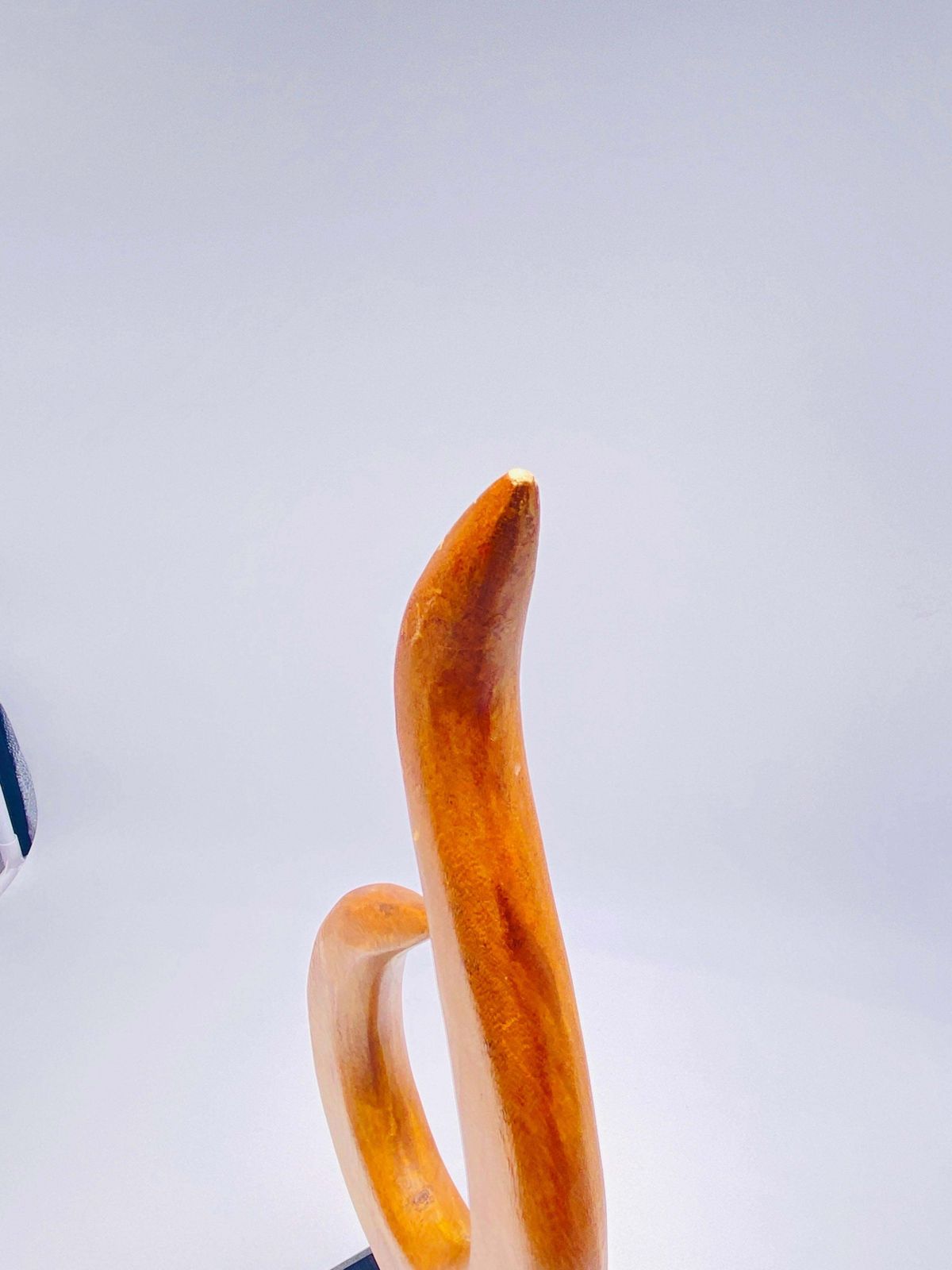 Abstract Wood Sculpture, Brown And Black Base, France 1970 photo vinterior